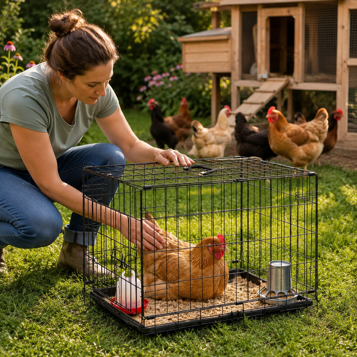 Cozyora FlockCare™ Recovery & Isolation Cage – Foldable 30” Care Crate for Weak, Injured, Bullied Hens & Chicks