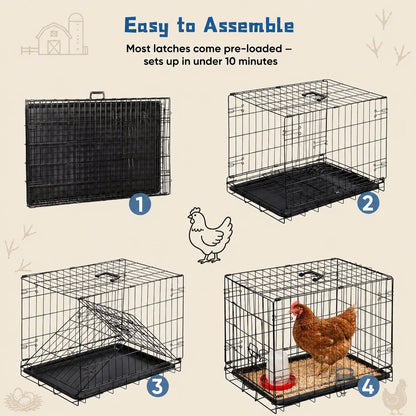 Cozyora FlockCare™ Recovery & Isolation Cage – Foldable 30” Care Crate for Weak, Injured, Bullied Hens & Chicks