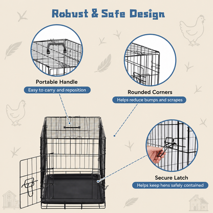 Cozyora FlockCare™ Recovery & Isolation Cage – Foldable 30” Care Crate for Weak, Injured, Bullied Hens & Chicks
