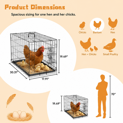 Cozyora FlockCare™ Recovery & Isolation Cage – Foldable 30” Care Crate for Weak, Injured, Bullied Hens & Chicks